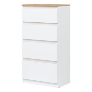 Komoda 55 cm sonoma, balta, ruda | Būsto Pasaulis