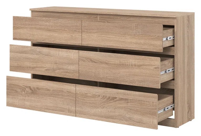 Komoda 137cm sonoma, balta, ruda 2 Komoda 137cm sonoma, balta, ruda - Image 2