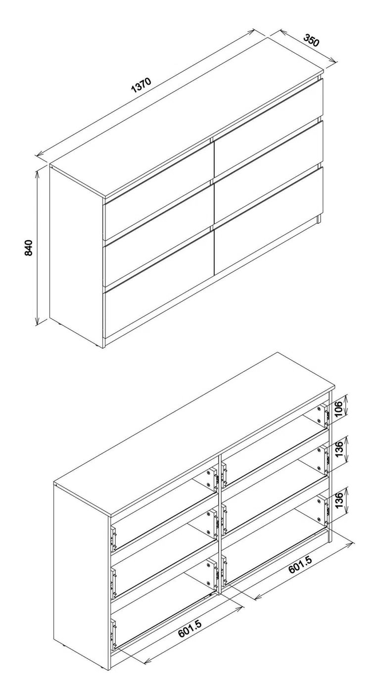 Komoda 137cm sonoma, balta, ruda 3 Komoda 137cm sonoma, balta, ruda - Image 3