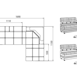 Alternative view of Virtuvės kampas LATE 113 x 169 cm visas pilkas