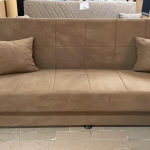 Sofa lova BRAGA rusva arba pilkšva, su patalynės dėže