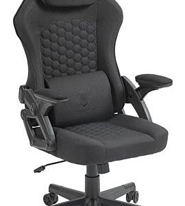 Žaidimų kėdė DELTACO GAMING minkštas juodas audinys GAM-180