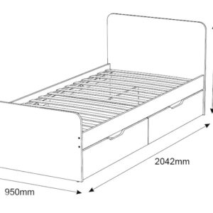 Lova LOK 90cm pilkai rusva su dviem stalčiais 10 Lova LOK 90cm pilkai rusva su dviem stalčiais | Būsto Pasaulis