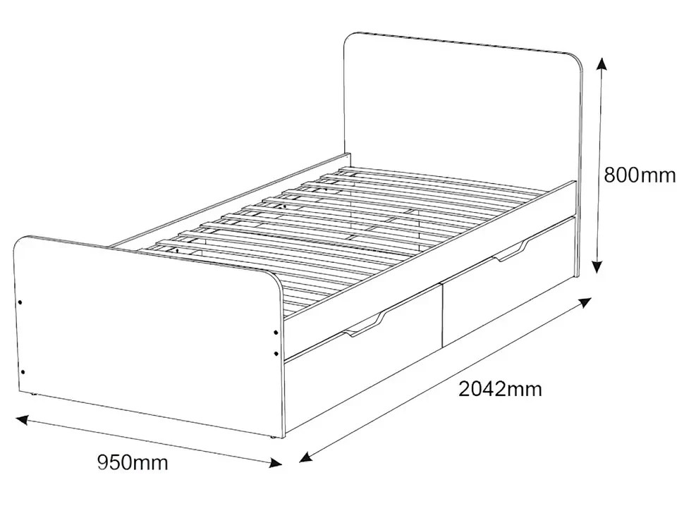 Lova LOK 90cm pilkai rusva su dviem stalčiais 5 Lova LOK 90cm pilkai rusva su dviem stalčiais - Image 5