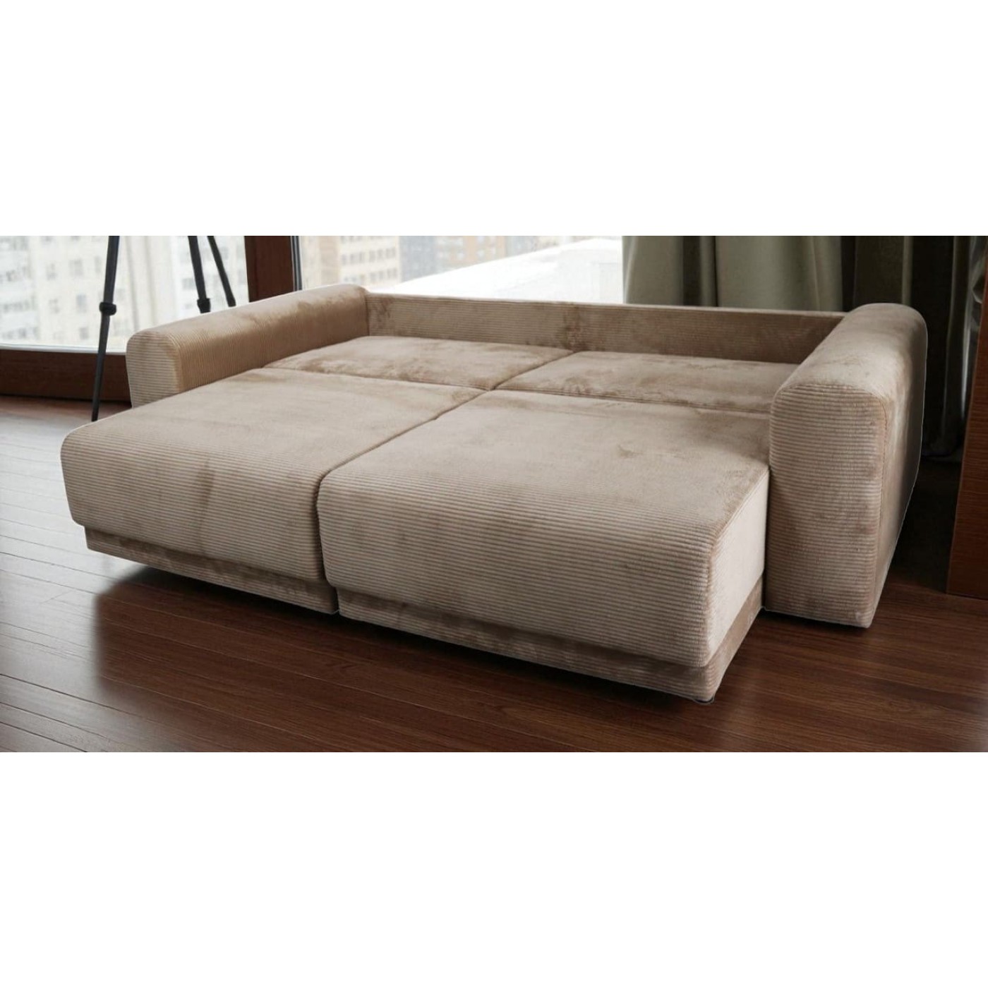 Kampinė rusva sofa lova su patalynės dėže 5 Kampinė rusva sofa lova su patalynės dėže - Image 5