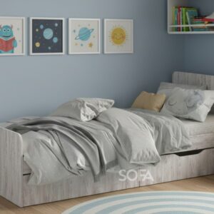 Lova LOK 90cm pilkai rusvai pilkšva su dviem stalčiais - Image 8